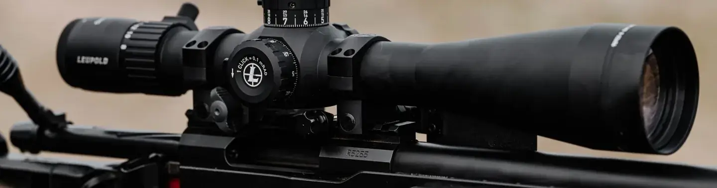Leupold rifle scope mounted on precision firearm