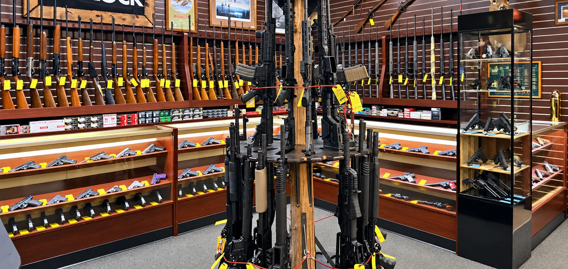 Interior of Twin Cities Gun & Pawn — hundreds of firearms in stock in the Twin Cities